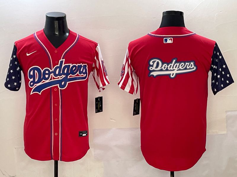 Men Los Angeles Dodgers Blank Red a generation of national flags Joint name 2025 Nike MLB Jersey style 17